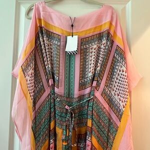 Colorful Bohemian Caftan Dress 100% Silk New with tags! Size Small